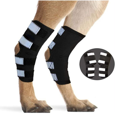 1 paire d'attelles pour pattes arrière de chien, support d'articulation du jarret arrière pour chien avec sangles réfléchissantes de sécurité pour la protection contre les blessures articulaires et le (1/4)