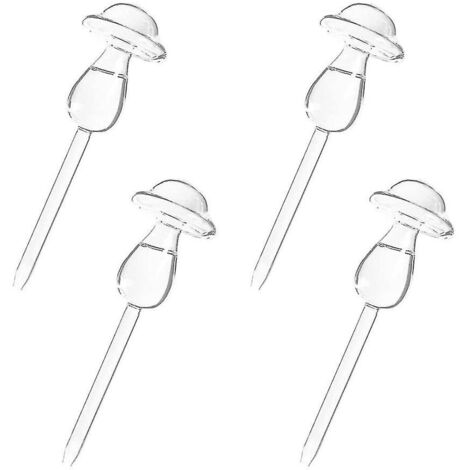 Globe d'arrosage en verre pour plantes - Pointes d'arrosage automatique en forme de champignon - Lot de 4 dispositifs d'arrosage pour plantes d'intérieur (1/3)