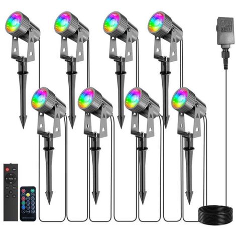 Lot de 8 Éclairage Extérieur à Piquer, 8 x 3W Spots LED Extérieur, Lampes Jardin avec Piquet, Etanche IP65 Lumière Extérieur LED Projecteur