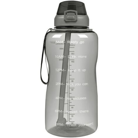 Bouteille d'eau de motivation 2000 ml, salle de sport et sports de plein air Gris (1/4)