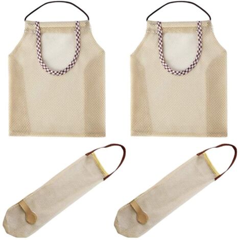 (4 pièces) Sacs de rangement pour fruits et légumes, sacs en maille durables pour fruits et légumes, sacs respirants à suspendre pour bulbes d'ail, cuisine et salle de bain (1/5)