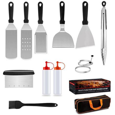 Ustensiles pour 14 Pièces Spatule pour Barbecue Acier Inoxydable Accessoire Kit pour Teppanyaki (1/5)