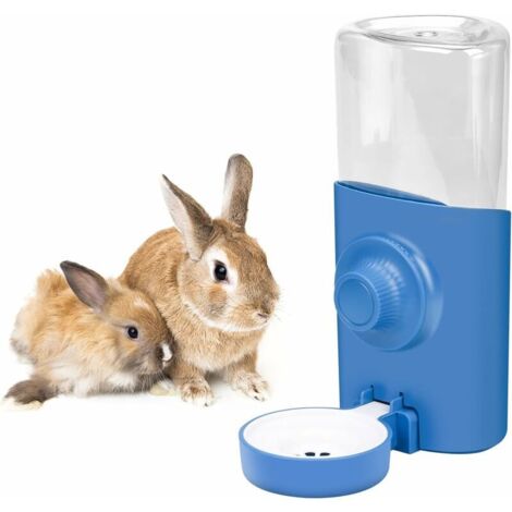 600 ml suspendu lapin fontaine d'eau automatique lapin fontaine d'eau suspendu fontaine d'eau chat Hamster lapin bleu (1/5)