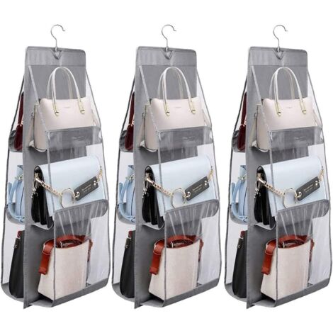 Sac de rangement en 3 pièces pour armoire, sac de rangement en cuir suspendu, sac de rangement anti-poussière (1/5)