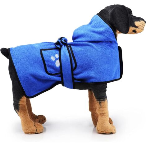 Peignoir pour chien pour petits, moyens et grands chiens, serviette super absorbante pour animaux de compagnie, peignoir pour animaux de compagnie à séchage rapide, serviette de bain pour chien avec c (1/5)