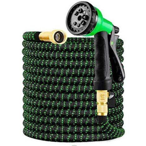 Tuyau d'arrosage, tout nouveau tuyau d'arrosage 2021 extensible 8 m/25 pieds avec raccords en laiton massif 3/4", tissu extra résistant - tuyau extensible flexible avec buse de pulvérisation d'eau gra (1/5)