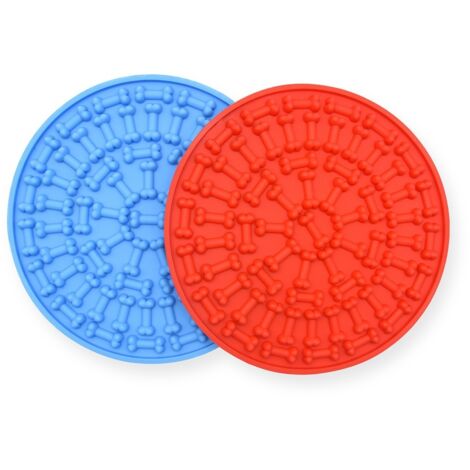 Plaque en Silicone pour animaux de compagnie, 2 pièces, fournitures pour animaux de compagnie, coussin à lécher pour chien, coussin à os avec ventouse (1/5)