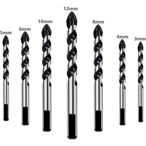 7 pieces foret set pour carrelage, verre, béton, pierre, brique, carreaux, ceramique et miroirs(3mm 4mm 5mm 6mm 8mm 10mm 12mm) (1/5)