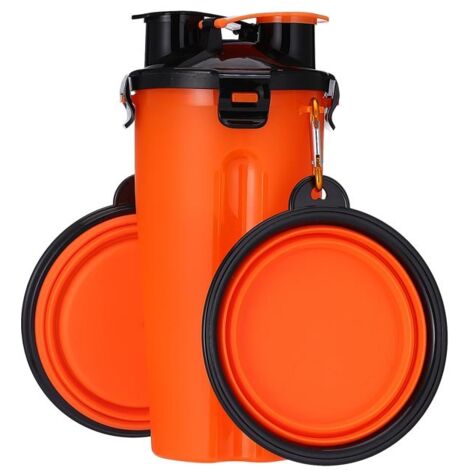 Gamelle portable pour animaux de compagnie pour les sorties, bouteille d'eau pliable avec couvercle anti-fuite de grande capacité adaptée aux voyages (1/2)