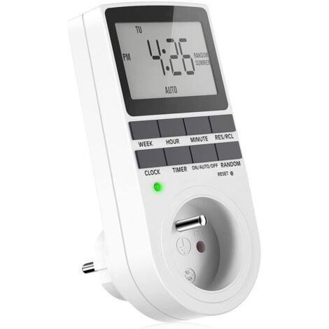 Prise Programmable Digitale, Minuterie Numérique Hebdomadaire avec Ecran LCD, Minuterie Prise Electrique 12H/24H/7Jours, Économie d'Energie Pour L'électroménagers (1 Pack) (1/5)