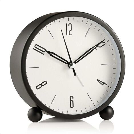 Réveil numérique rond en métal de 4 pouces, horloge de table, balayage silencieux, deuxième veilleuse (1/5)