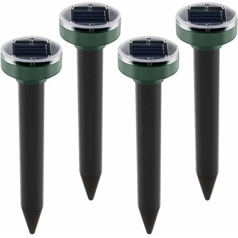 Lot de 4 répulsifs solaires anti-taupes à énergie solaire à ultrasons pour animaux de jardin, pelouse, jardin, débarrassez-vous des taupes campagnols gopher rats rongeurs (1/5)