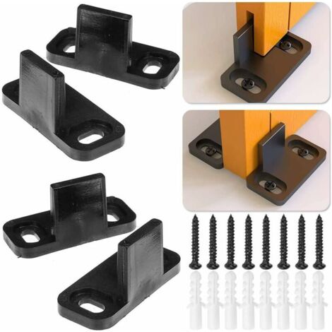 4 Pcs Guide de Plancher Porte Coulissante, Multifunctional Bas de Porte Grange Guide au Sol Réglable, Plastique Porte de Grange Coulissante avec Vis et Tube d'Expansion Guide (1/5)