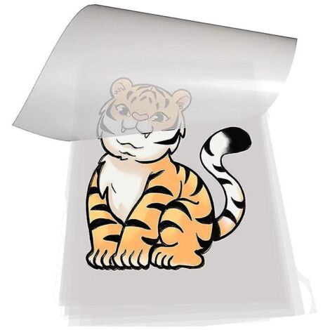 Film de transfert DTF 100 feuilles-A4 Papier transfert thermique Pet pour bricolage directement sur T-shirts, chaussettes, sacs, 8,3 (1/3)