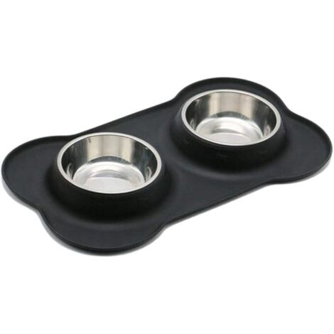 Gamelle pour chien en acier inoxydable avec coussin antidérapant (1/4)