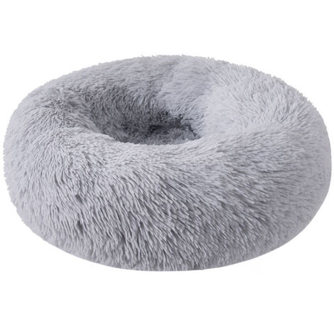 Niche pour chien et chat en peluche ronde pour animal domestique, lit d'hiver pour chien, gris clair, 80 cm (1/5)