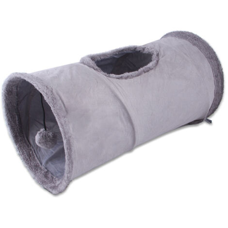 Tunnel pliable pour chat, tunnel de jeu pour chat, tunnel en daim durable pour animaux de compagnie avec balle
