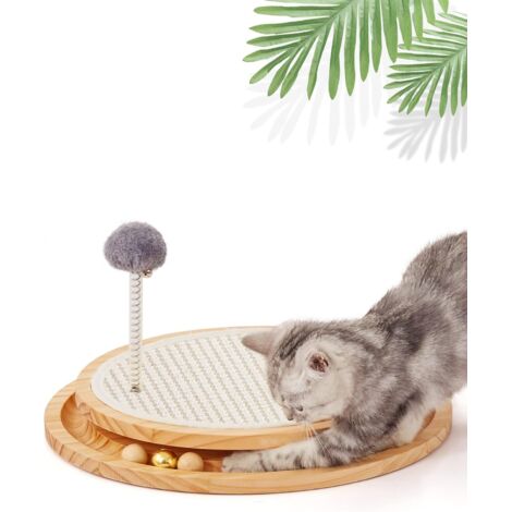 Cadre d'escalade pour chat, griffoir en sisal naturel, jouet interactif pour chaton avec piste à billes, balle à ressort (1/3)