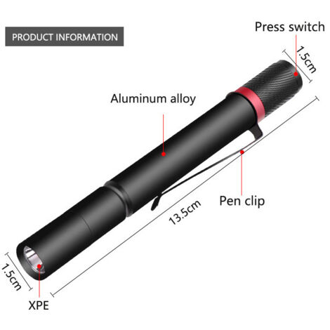 Lampe de poche à lumière forte, lampe de poche d'extérieur portable, mini (1/3)