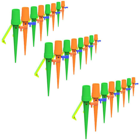 Kit d'irrigation goutte à goutte 24 pièces, piquets d'arrosage automatique avec support anti-basculement 24 pièces, s'adapte à tous les goutteurs, pour plantes d'intérieur et d'extérieur (1/5)