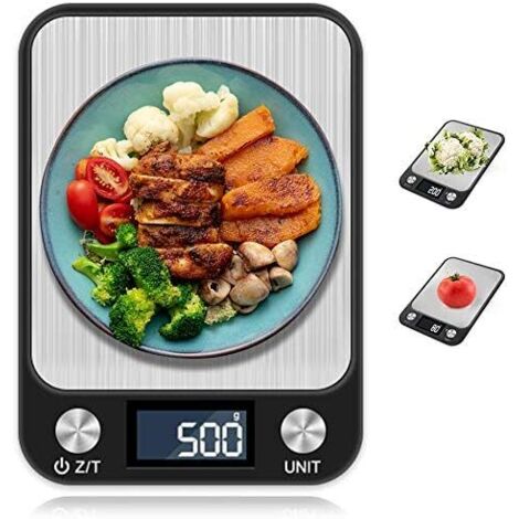 Balances de cuisine numériques de 1g à 5kg, balances électroniques de haute précision en acier, écran LCD, commande tactile, fonction tare - noir (g/kg/TL/LB/oz/ML/m)-Fei Yu (1/5)