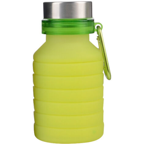 Bouteille d'eau pliable en silicone réutilisable pour voyage, gym, camping, randonnée, portable, anti-fuite, pour le sport, verte (1/4)