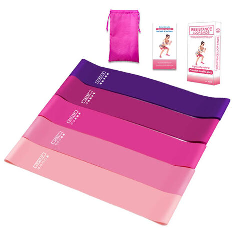 Lot de 5 bandes d'exercice pour entraînement à domicile Rose (1/4)