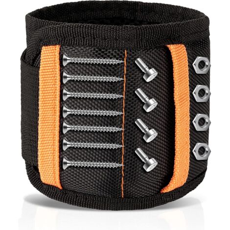 Bracelet Magnétique, Réglable avec 15 Aimants Super Puissants pour Vis Clous Trépans de Forage,Idee Cadeau Homme Papa Anniversaire, Tool Cadeau pour DIY Handyman Cadeau Fete des Pere-Fei Yu