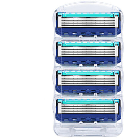 Lame de rasoir manuelle à cinq couches bleu foncé, têtes de rasage pour hommes, paquet de 32 (1/5)