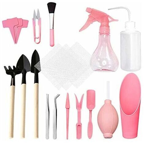 Mini outils de jardinage pour plantes succulentes, kits d'outils de jardinage, 16 pièces outils de plantation de jardin, outils à main pour l'entretien des plantes (rose), (1/5)