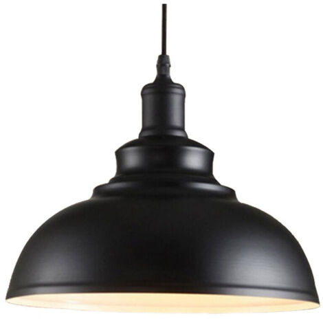 Lustre Suspension Industrielle Vintage E27 290mm Lampe Plafonniers Retro Abat-jour pour Cuisine Salle à manger Salon Chambre Restaurant ,Noir (1/5)