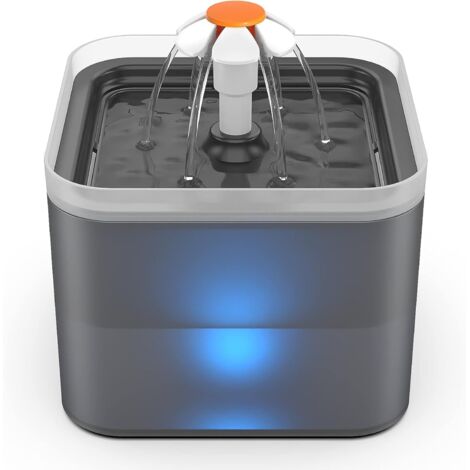 Fontaine Chat, Abreuvoir Automatique pour Chats et Chiens, Fontaine à Eau Ultra Silencieuse avec Filtre à Charbon Actif et Pompe à Eau, 2 L, Gris-Fei Yu