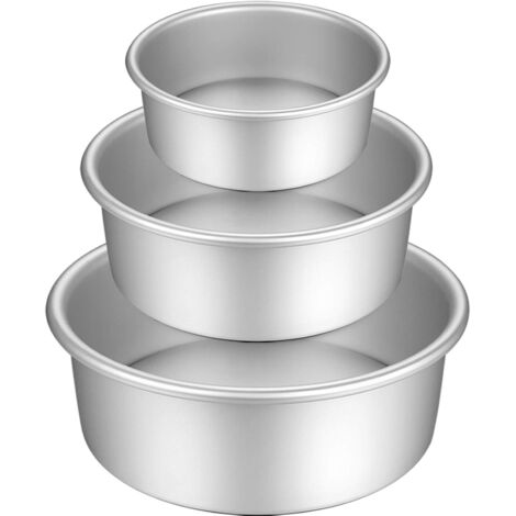 Moule à gâteau rond, ensemble d'ustensiles de cuisson en aluminium anodisé avec revêtement antiadhésif, avec fond anti-fuite amovible, 3 tailles contient 13,7 cm/19,7 cm/25 cm-Fei Yu (1/5)