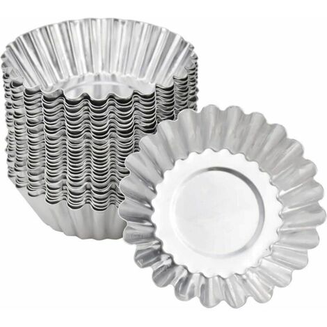 50 Pièces Moules à Tartelettes à Muffins en Fer étamé Moules à Tartelettes Moules de Cuisson Antiadhésifs et Réutilisables Bricolage Cuisson à Moule de Cuisson Cuisine,Argent (1/5)