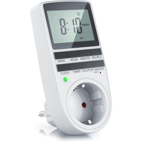 Minuterie numérique – Écran LCD 2,1" 5,3 cm – 3680 W – Minuterie numérique avec 10 programmes configurables – Batterie de Secours – Commutation aléatoire – Sécurité Enfant-Fei Yu (1/5)