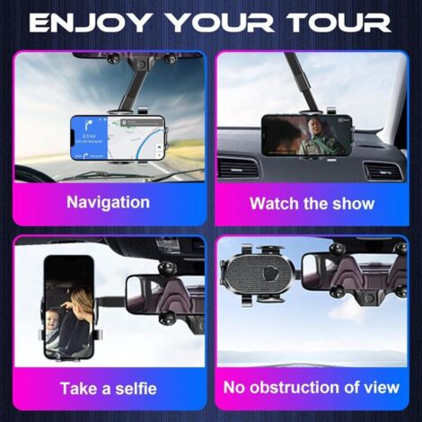 Support Téléphone Universel Pour Voiture – Pliable 180° Pour Rétroviseur