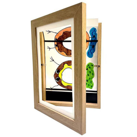Cadre d'art pour enfants devant ouvert cadre d'art de remplacement facile dessin Illustration cadre de suspension murale(Couleur bûche) (1/5)