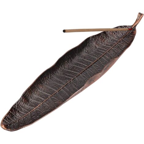 Porte-encens Feuilles en métal Attrape-cendres 26 cm de long Brûleur d'encens (Antique)-Fei Yu (1/5)