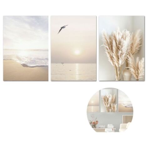 30 x 40 cm,Lot de 3 posters muraux, élégants, pour salon, chambre, sans cadre photo, motif de coucher de soleil et plage (1/5)