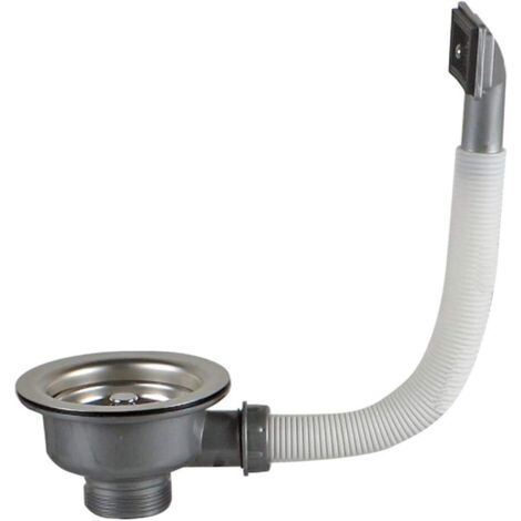 Bonde d'évier avec carré trop plein panier inox 110 mm 1½", Acier inoxydable + ABS, Bonde + Panier-Fei Yu (1/5)