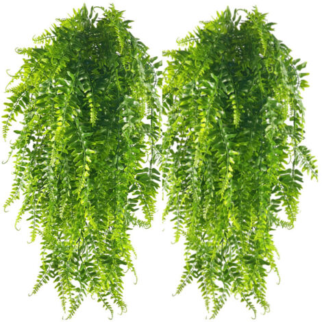 2 pièces de simulation de tenture murale en rotin et herbe perse, fougères artificielles suspendues, vignes, plantes vertes suspendues (1/5)