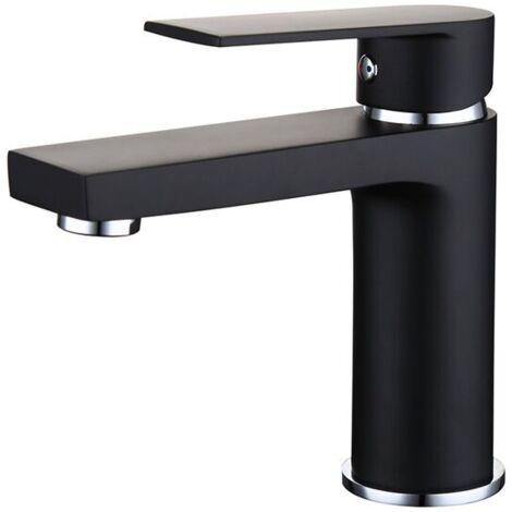 Robinet Salle de Bains Noir Mitigeur Lavabo en Laiton Robinet de Lavabo Moderne (1/5)