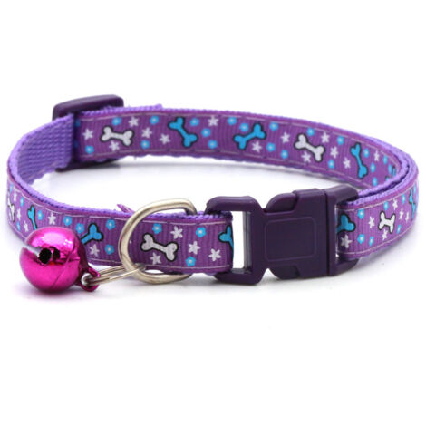 Collier en nylon pour chien et chat, chiot, petit, XS, robuste, minuscule, femelle, clip, chiots, rose, violet (1/2)