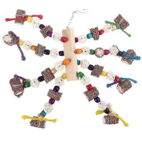 Perroquets Balançoire Colonne en Bois Épi de Maïs Perles Colorées Jouets à Mâcher Divertissement Oiseaux Cage Décoration Calopsittes (1/3)