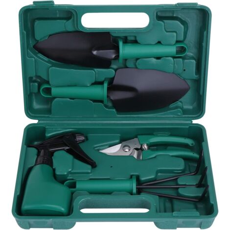 Outils de Jardinage avec 5 Pièces avec Ciseaux,Pelles,Râteaux et Pulvérisateur Poignée Ergonomique Antidérapante et Antirouille - Boîte de Rangement-Fei Yu (1/5)