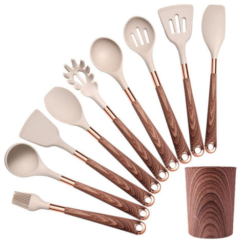 Ustensiles de cuisine en Silicone, ensemble de 9 pièces, spatules et cuillères en Silicone, ustensiles de cuisine, ensemble d'ustensiles de cuisine ménagers en silicone (1/5)