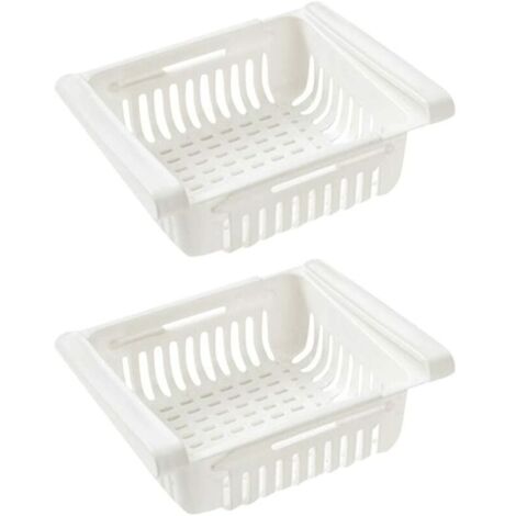 Réfrigérateur Tiroir Organisateur Tiroir Réfrigérateur Porte-étagère Bote De Rangement Réfrigérateur Cloison Couche Accueil Organisateur (2 Pièces, Blanc) (1/5)