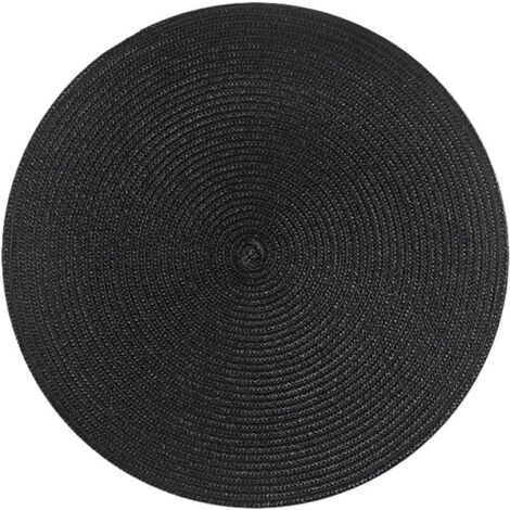 Lot de 4 sets de table ronds napperons Vintage en coton napperon en tissu facile à nettoyer napperons antidérapants résistants à la chaleur naturels (noir) (1/5)