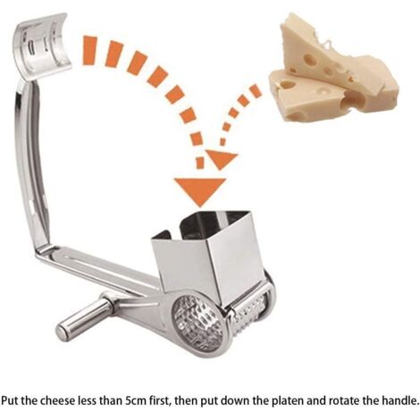 Râpe à Fromage Rotative En Acier Inoxydable – Moulin Manivelle Argenté
