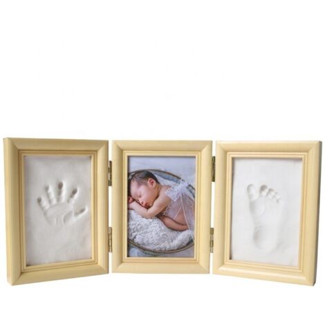 Empreintes de mains et de pieds de pleine lune de bébé pour commémorer les petits pieds du nouveau-né. Cadre photo avec empreintes de mains de bébé, souvenir du 100e anniversaire. (1/5)